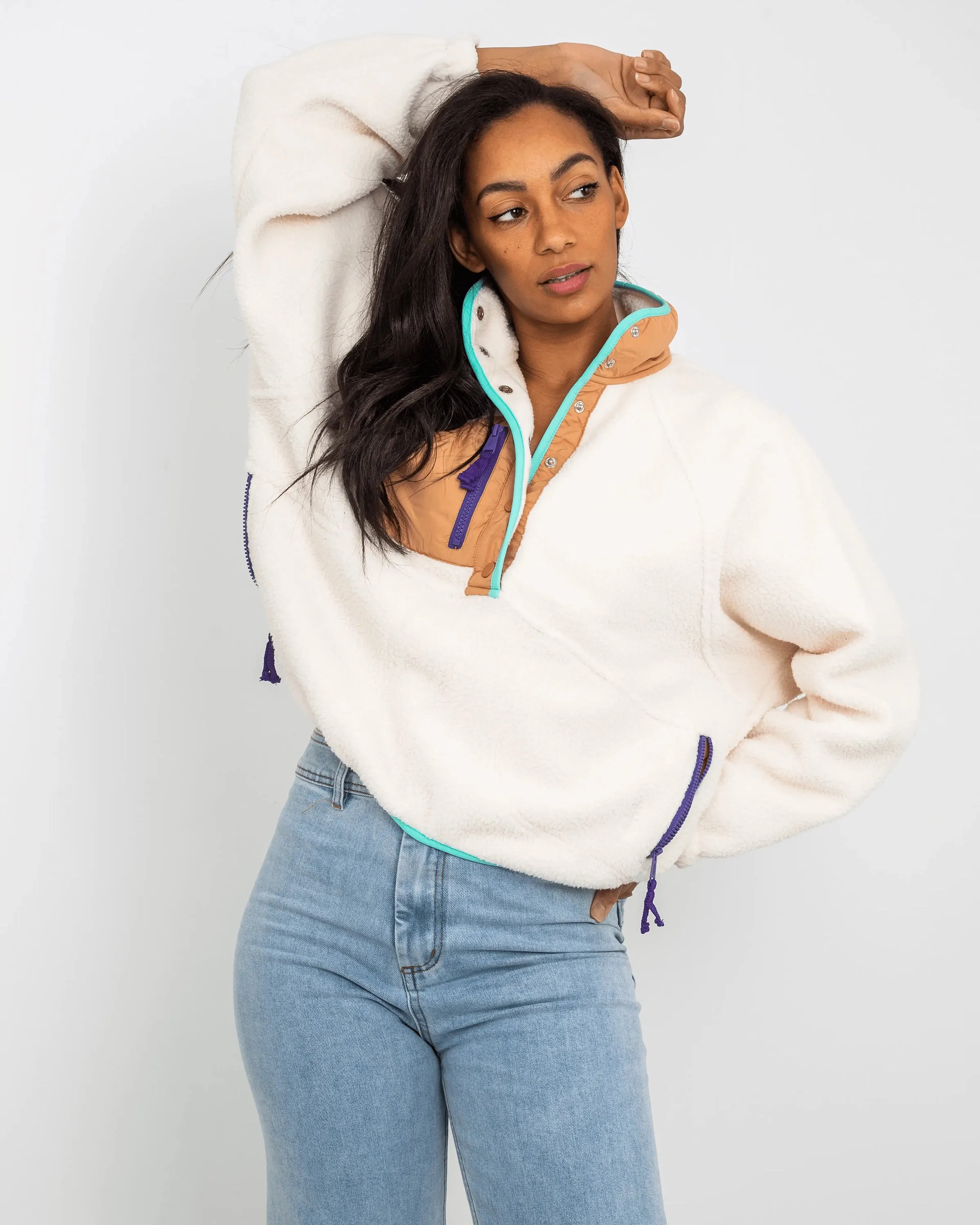 Hit The Slopes Sweatshirt in Ivory Retro Combo