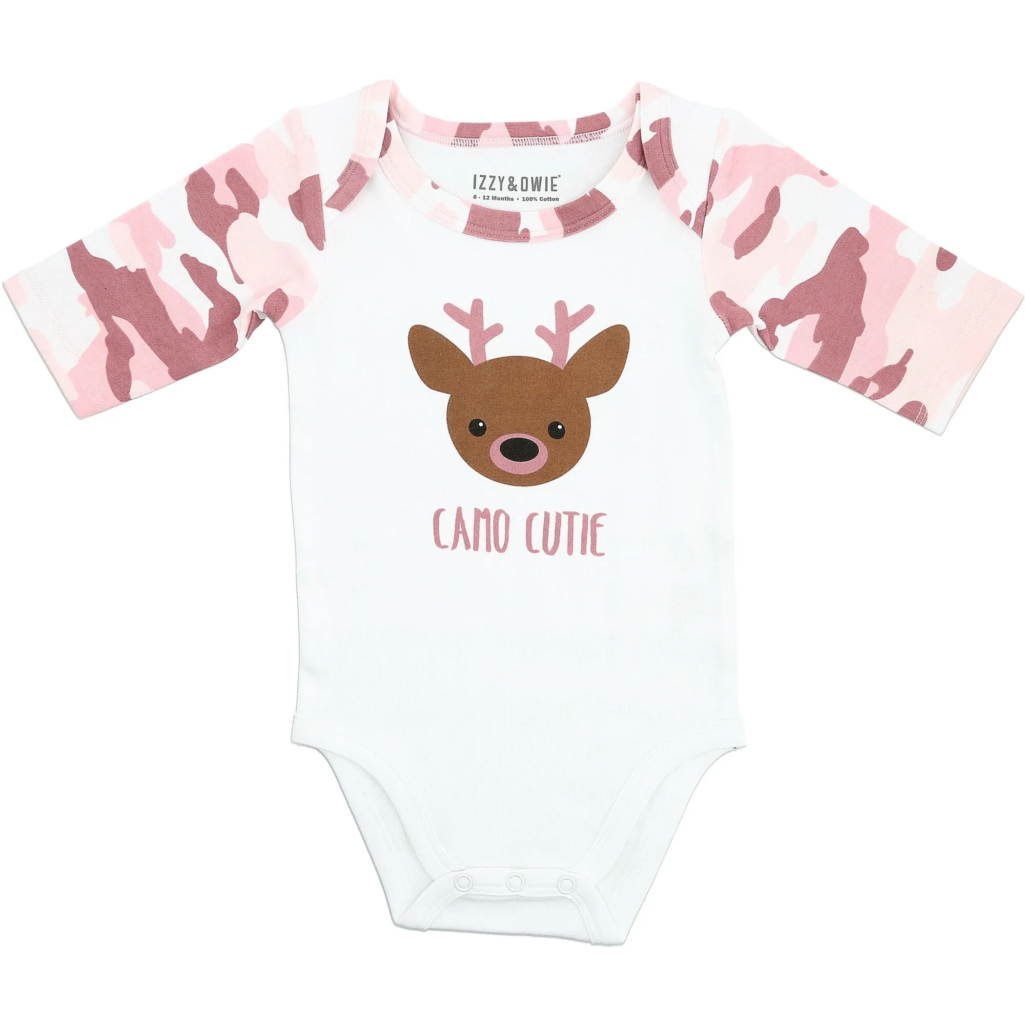 Jewel Pink Camo Deer 3/4 Sleeve Bodysuit