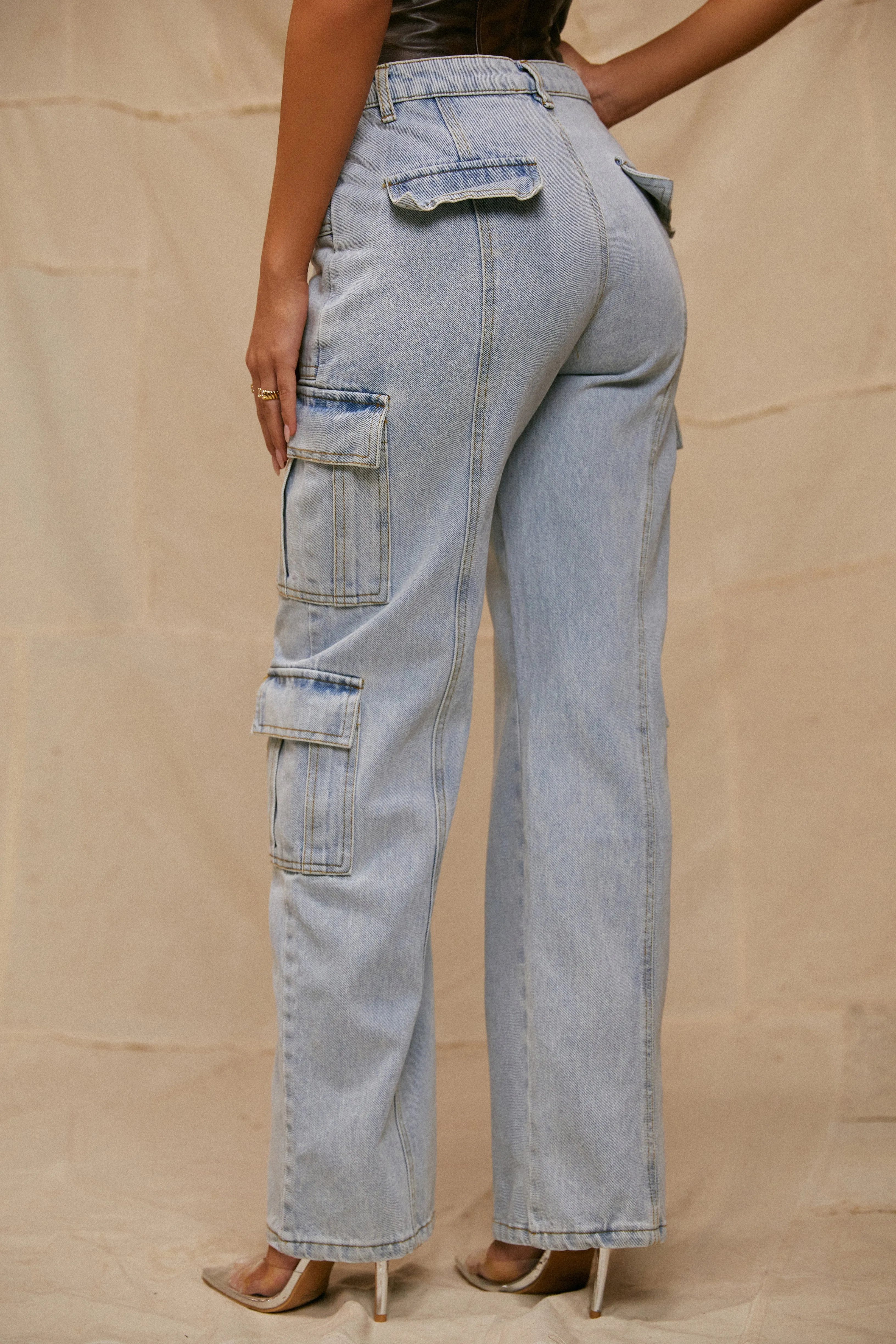 Kalia Cargo Style Pant - Denim