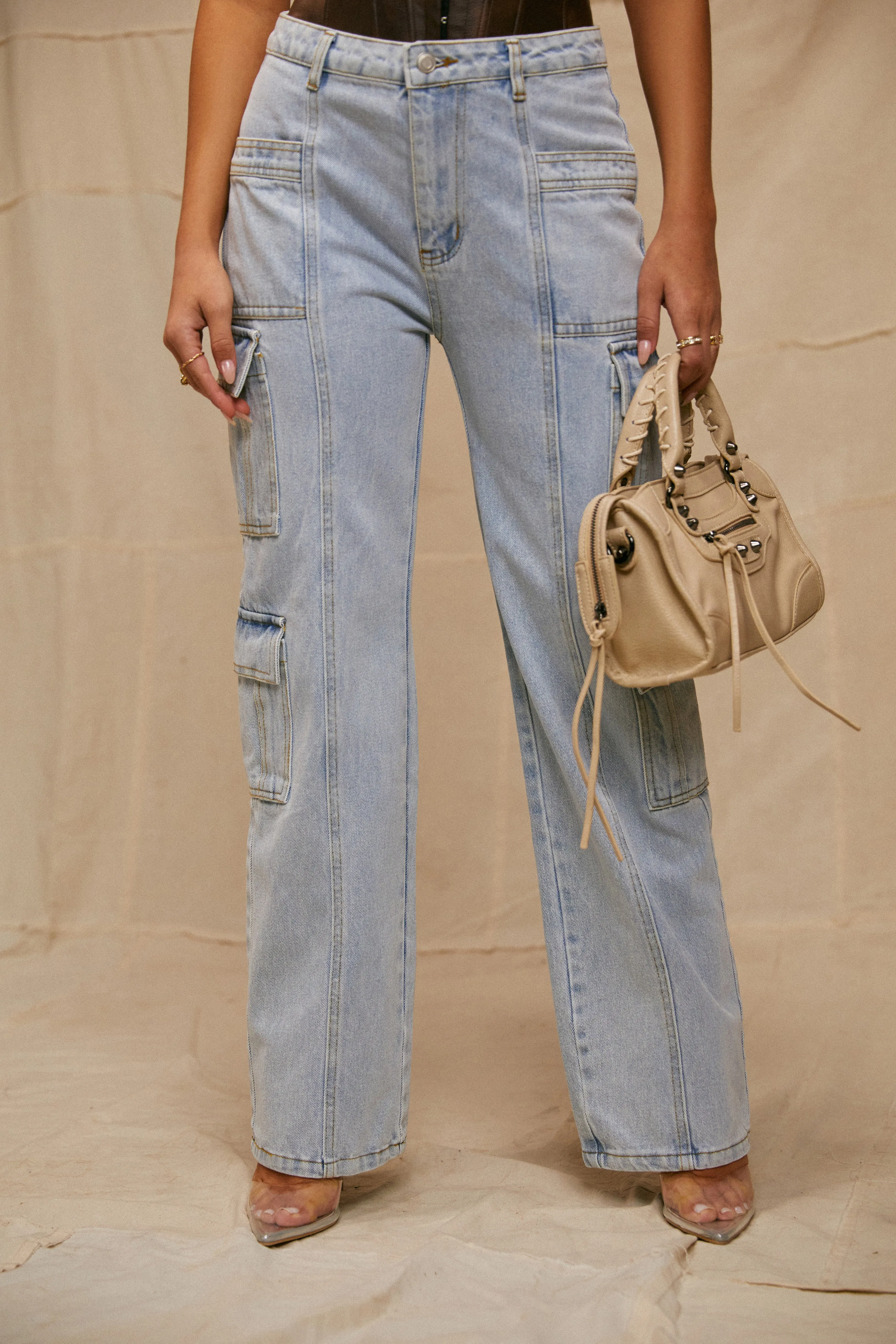 Kalia Cargo Style Pant - Denim