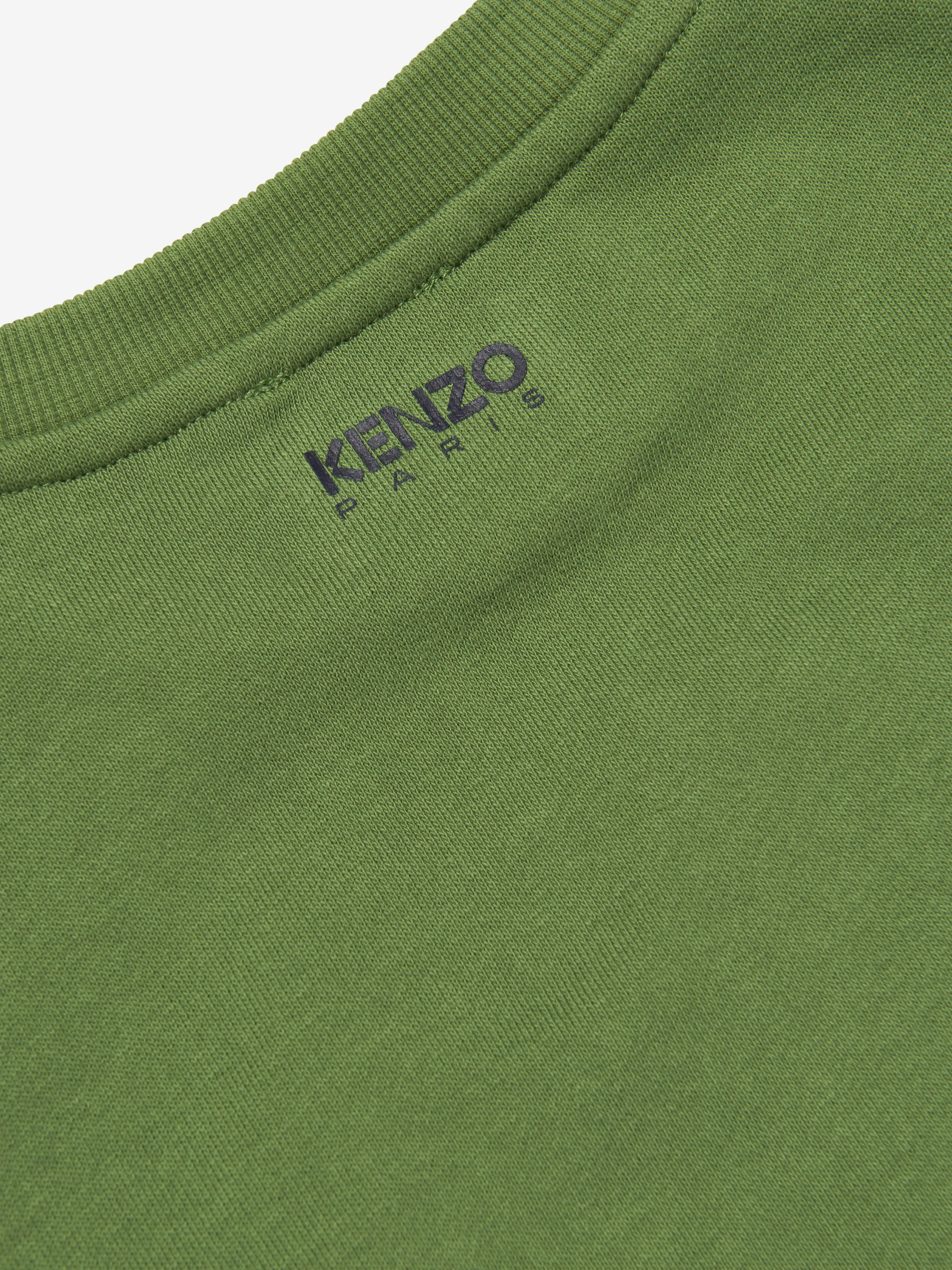 KENZO Boys Organic Cotton Flower Sweatshirt in Khaki