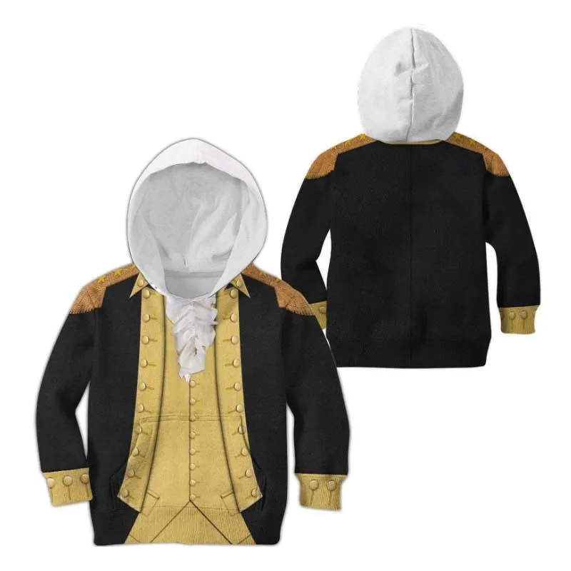 Kids Alexander Hamilton Hoodie Costume 3D George Washington Historical Figure Colonial Costume