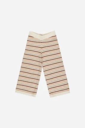 Knit Wide Leg Pant| Honey/Stripe/Natural