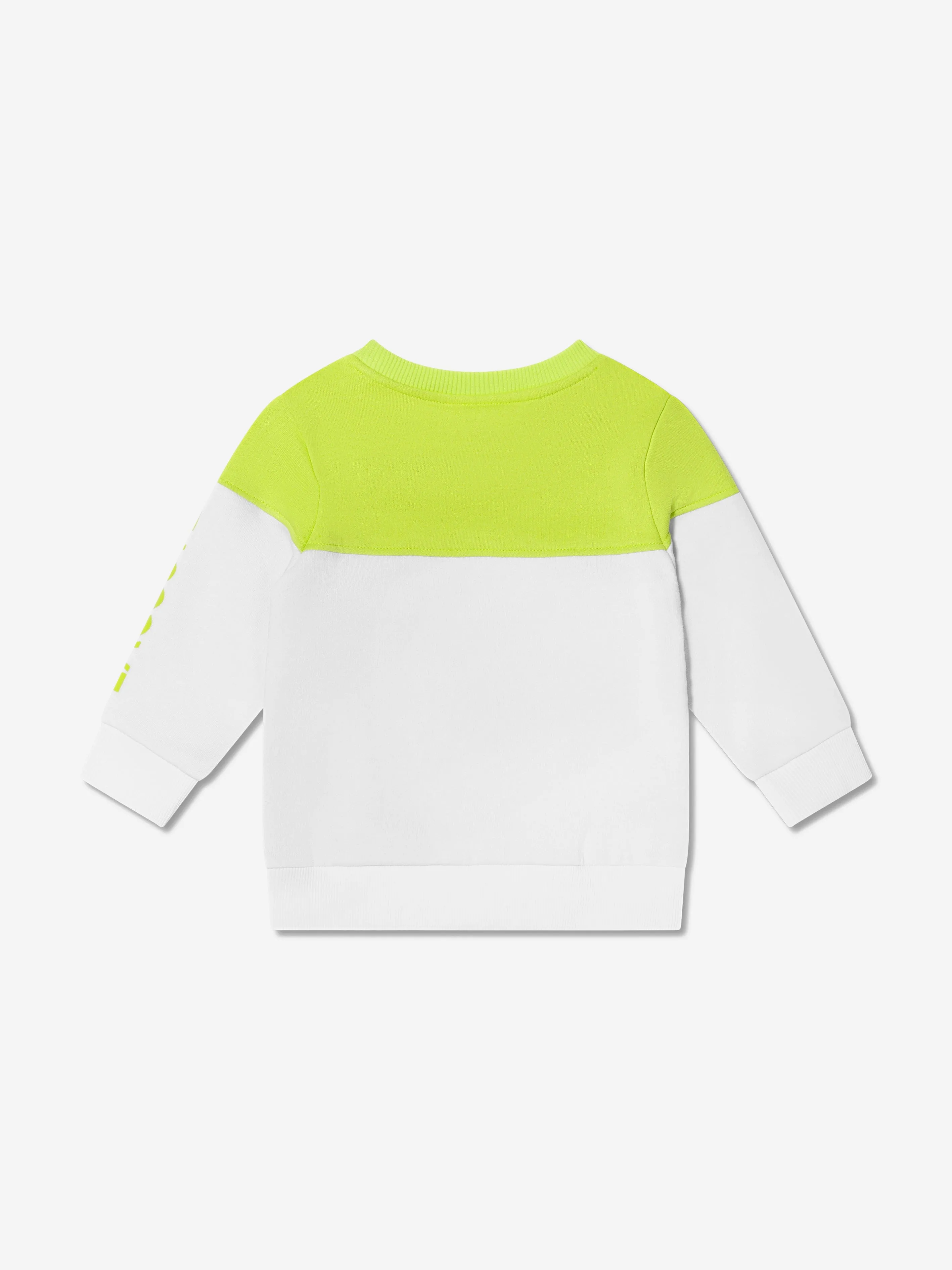 Lacoste Boys Colourblock Logo Sweatshirt in Lime