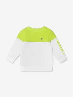 Lacoste Boys Colourblock Logo Sweatshirt in Lime