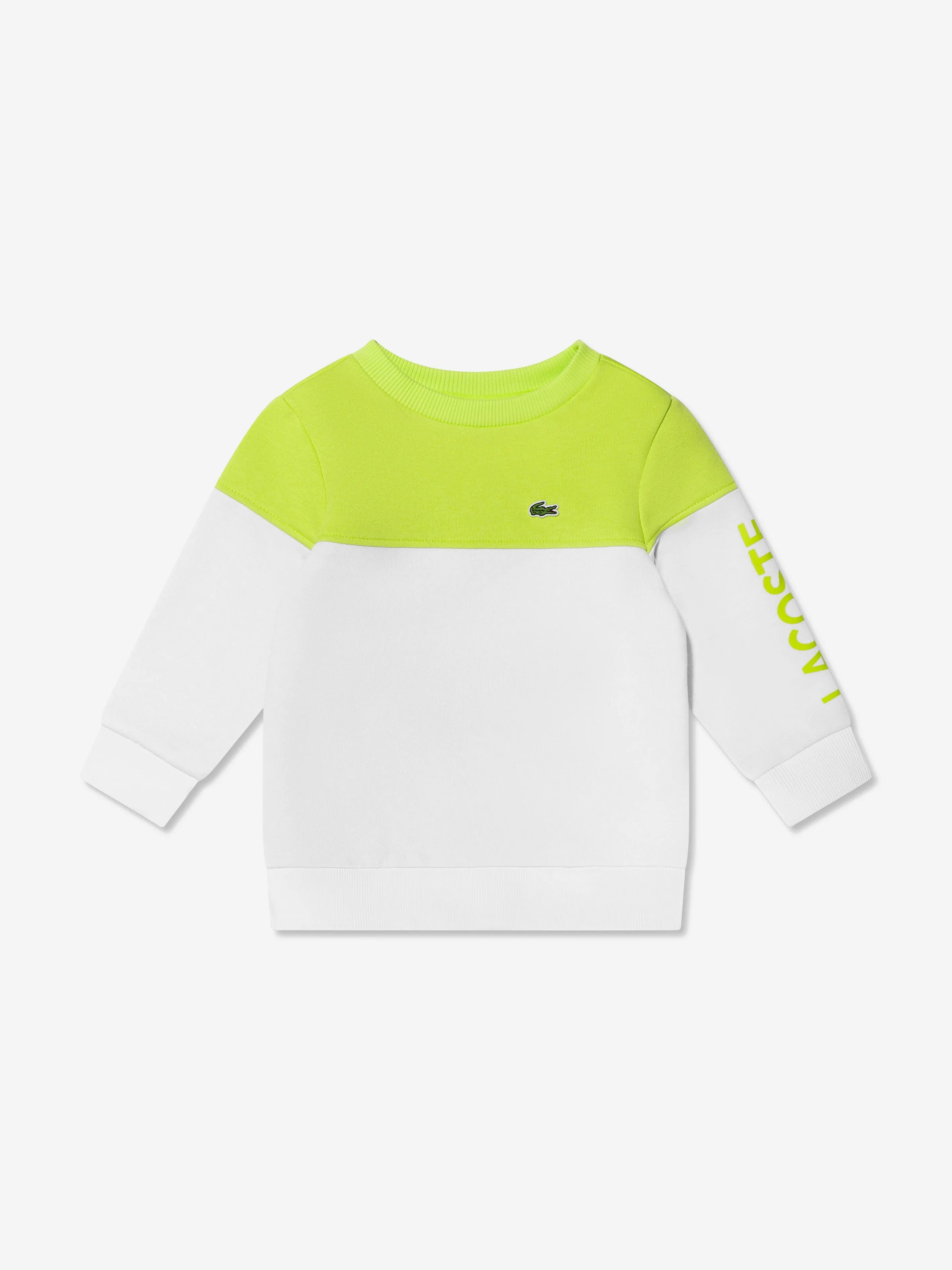 Lacoste Boys Colourblock Logo Sweatshirt in Lime