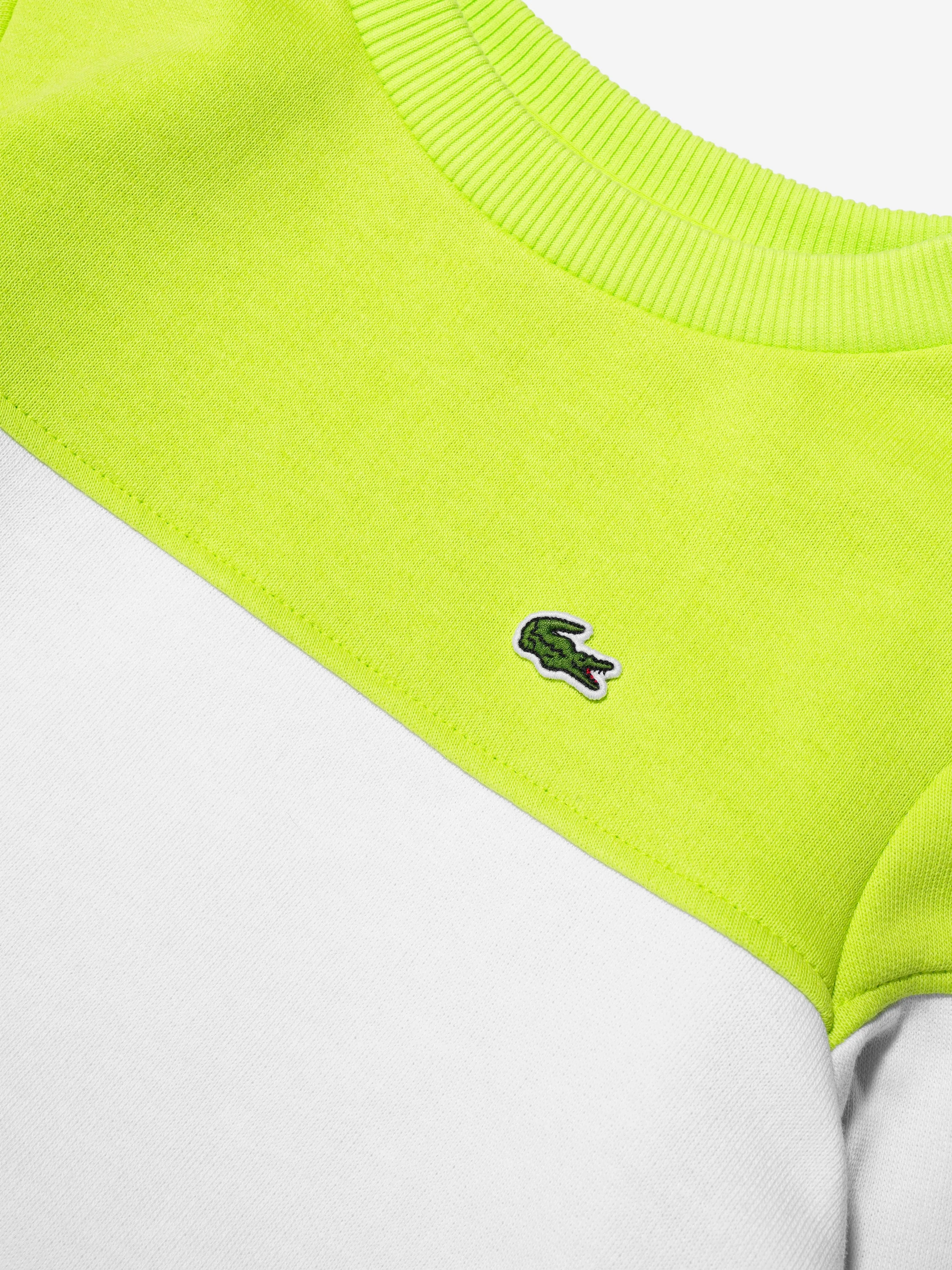 Lacoste Boys Colourblock Logo Sweatshirt in Lime