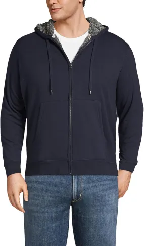 Lands' End Men's Serious Sweats Full Zip Sherpa Fleece Hoodie - Navy