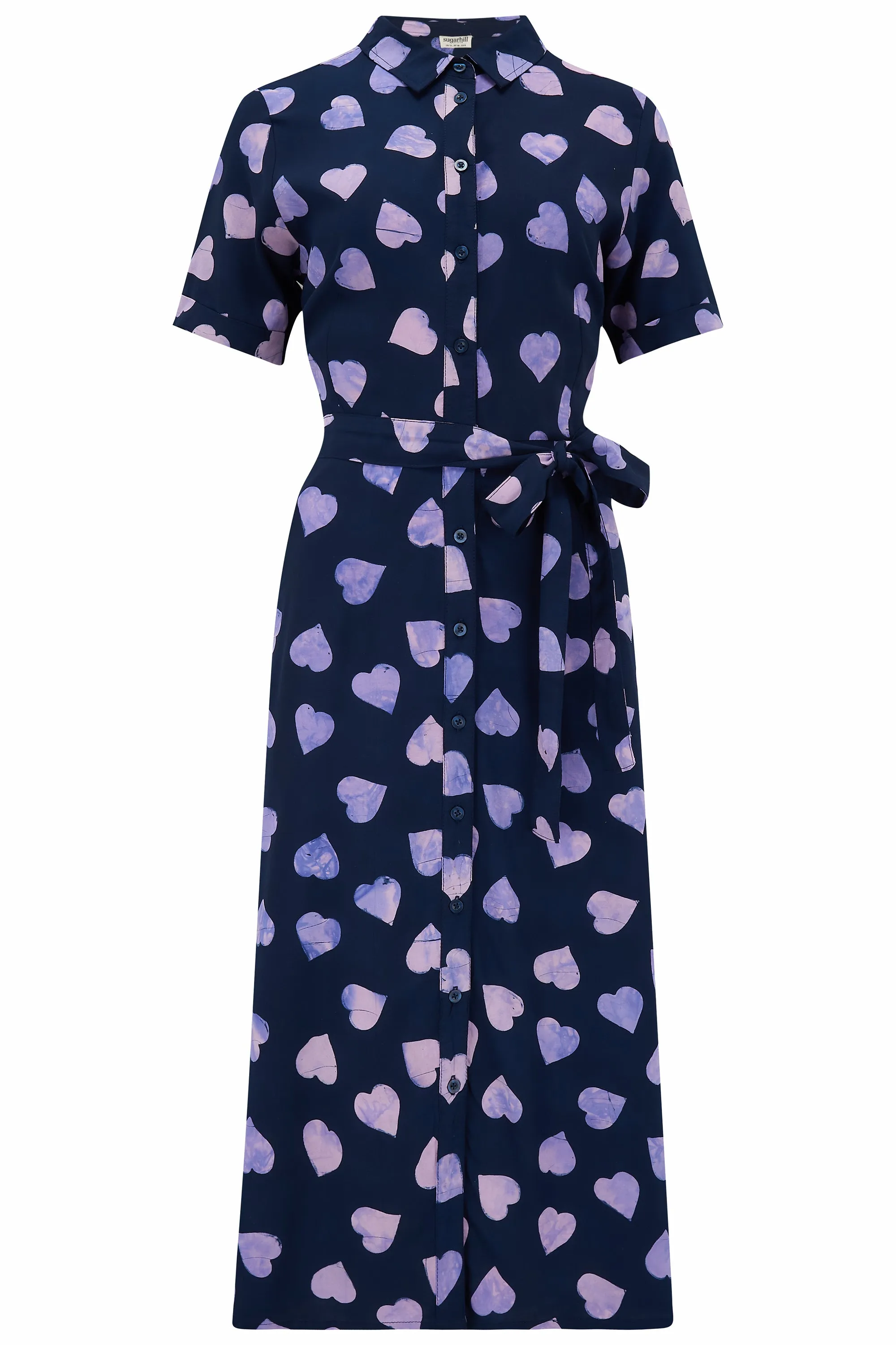 Lauretta Batik Shirt Dress | Big Hearts (Navy/Lilac)