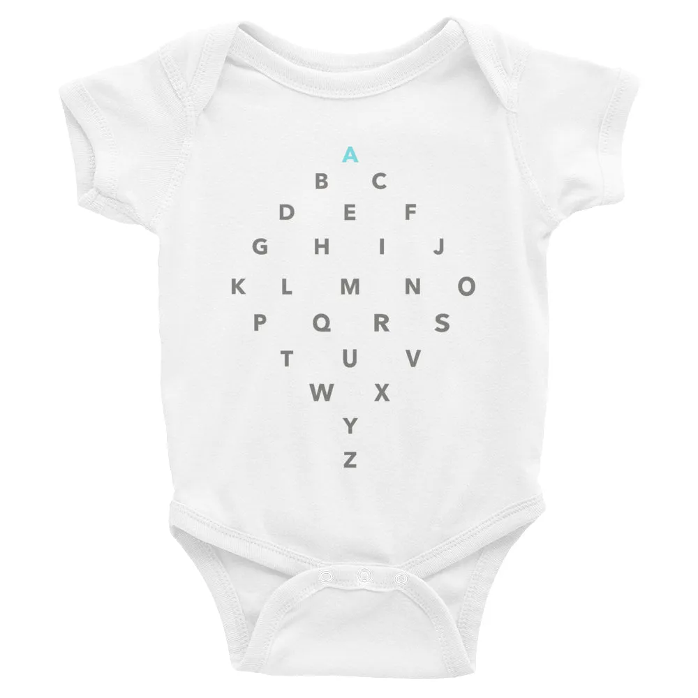 Letter Diamond Onesie - A