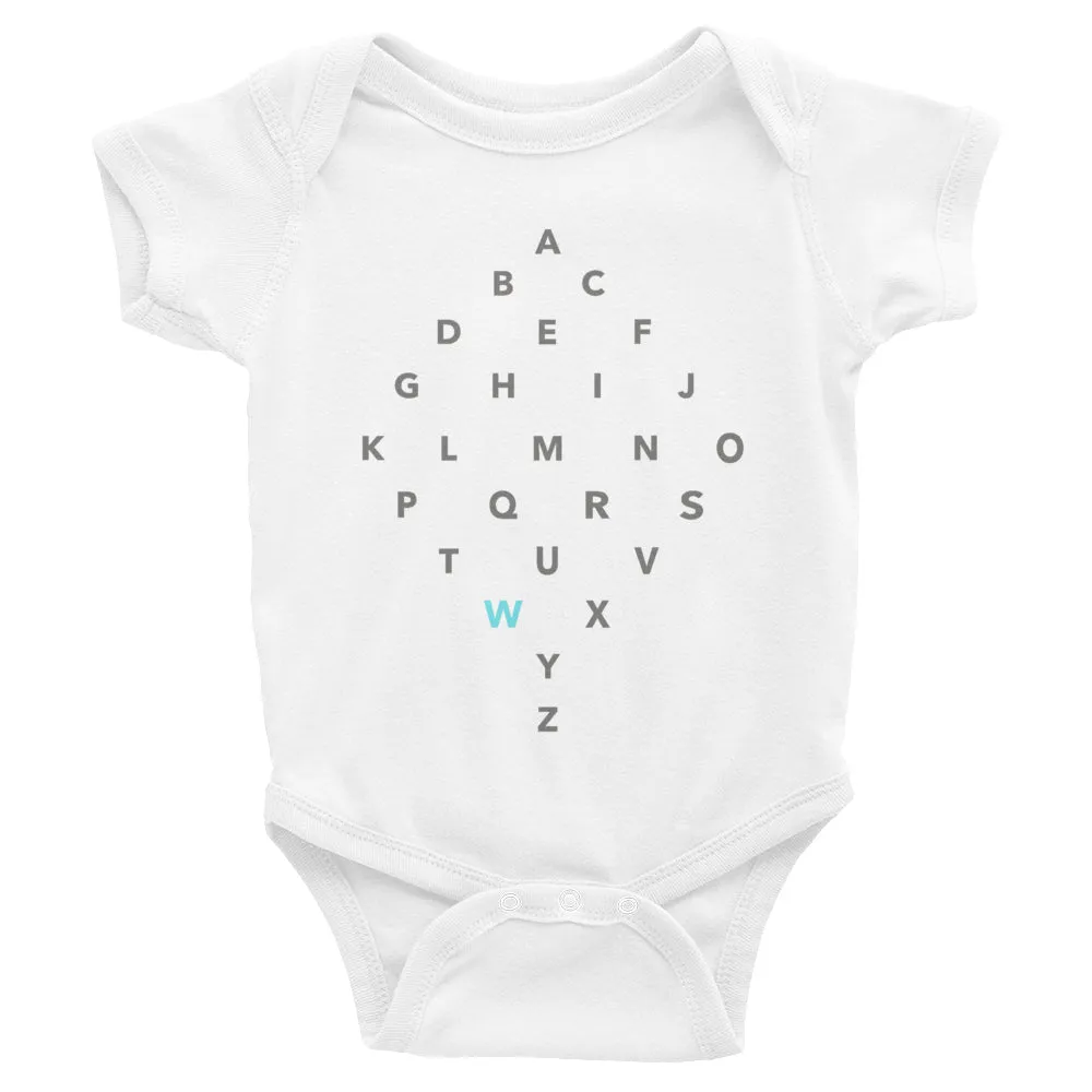 Letter Diamond Onesie - W