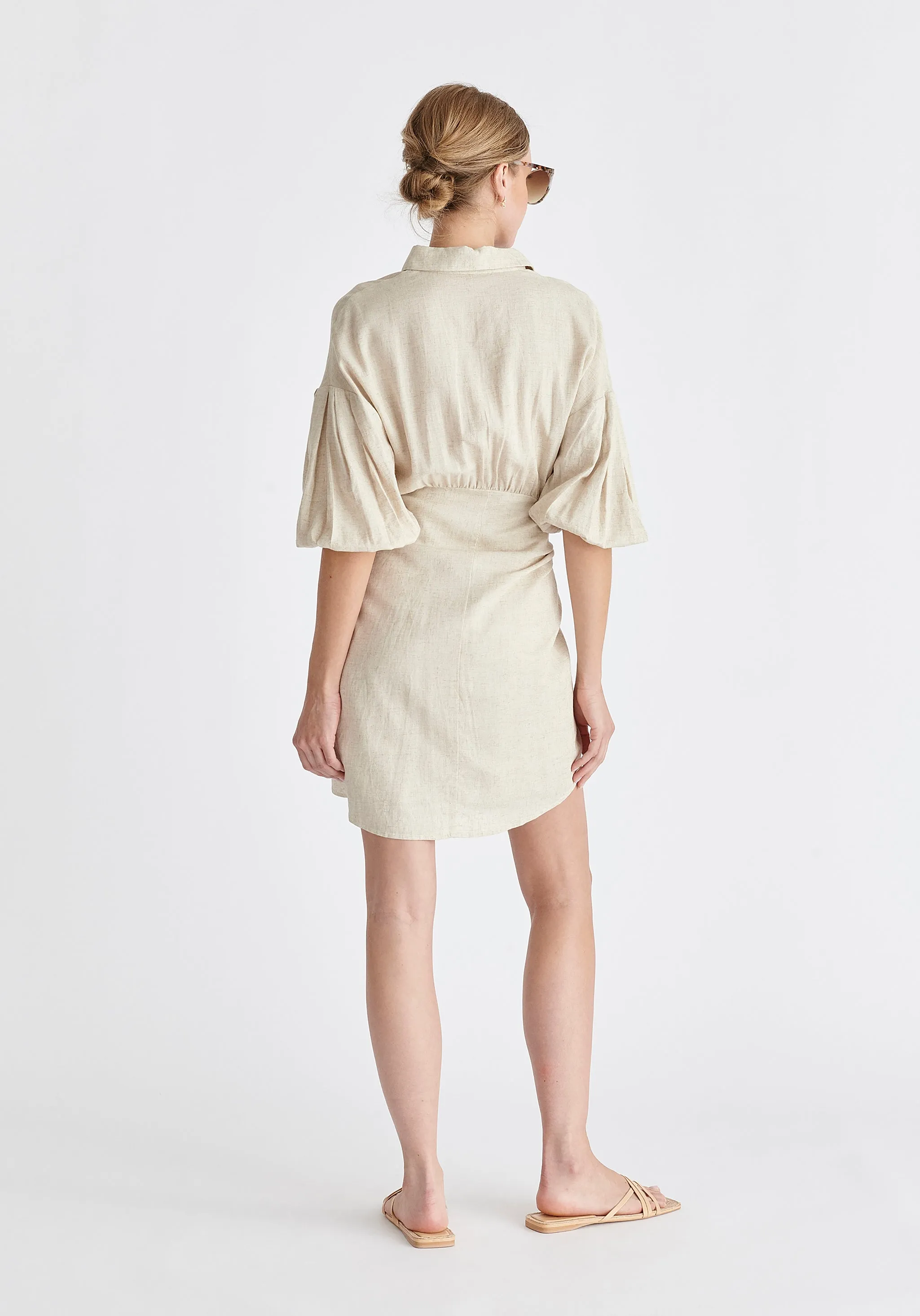 Linen Blend Shirt Dress