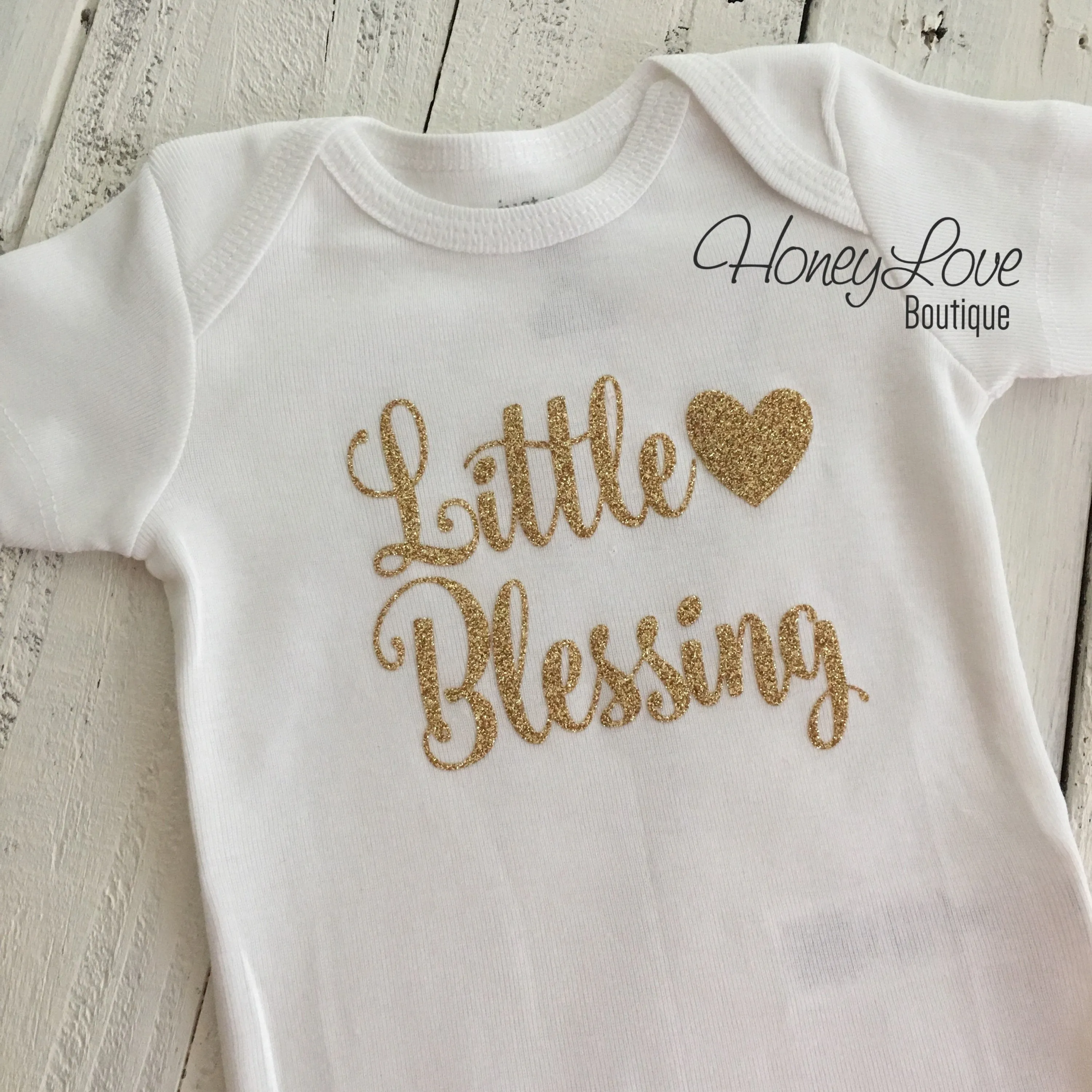 Little Blessing - Silver or Gold glitter bodysuit