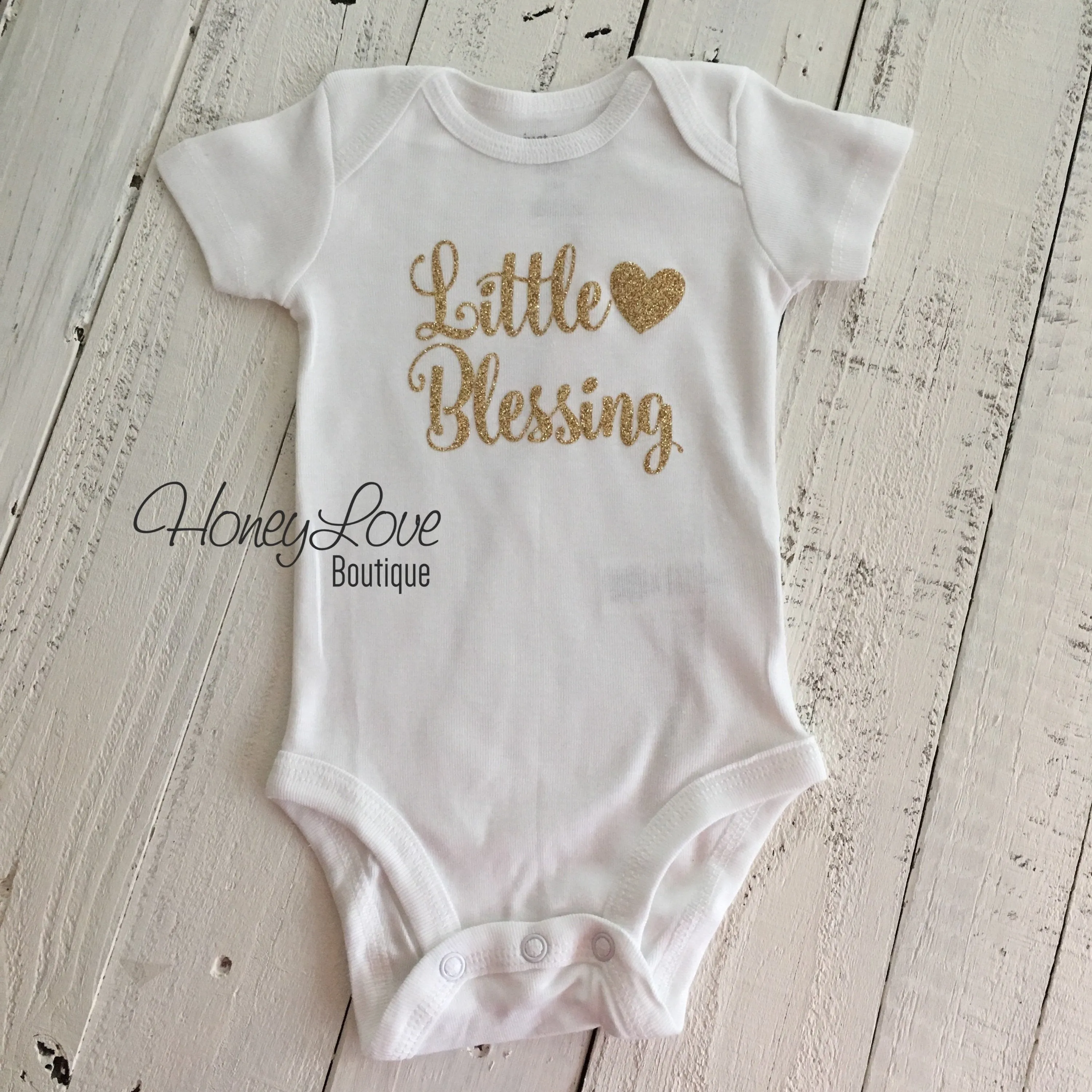 Little Blessing - Silver or Gold glitter bodysuit