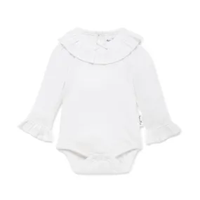 Long Sleeve Bodysuit | White Pointelle