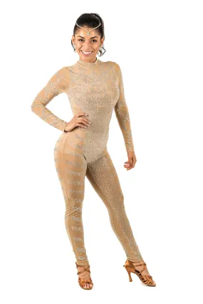 Long Sleeve lace rhinestone bodysuit with accents (620AW)