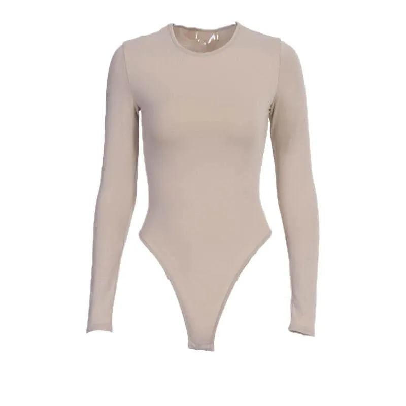 Long sleeve solid crewneck bodysuit