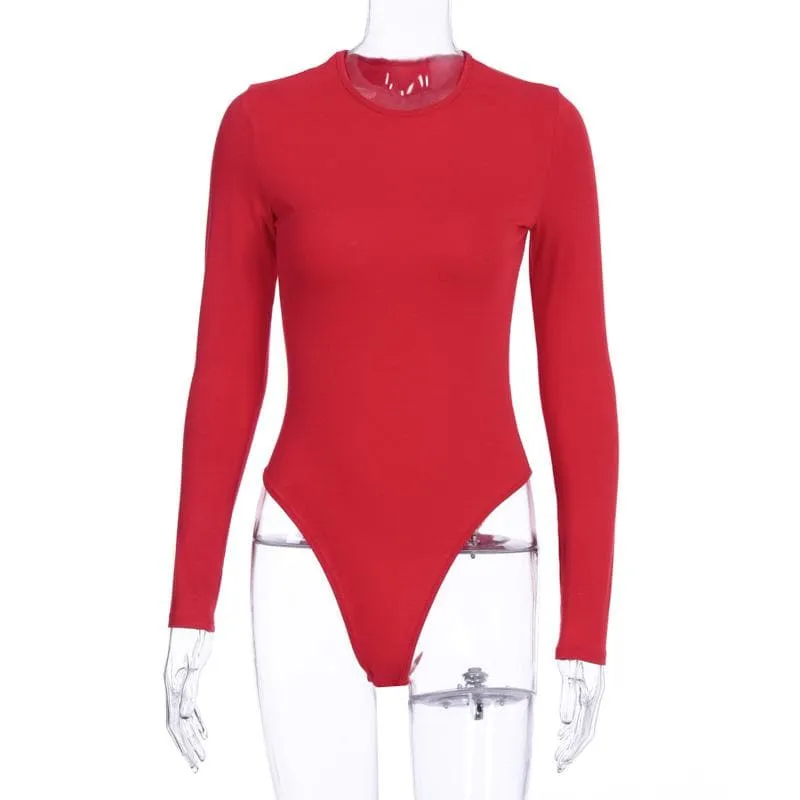 Long sleeve solid crewneck bodysuit