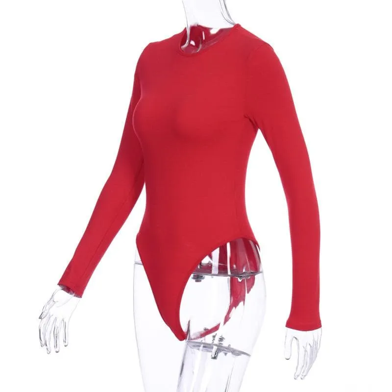 Long sleeve solid crewneck bodysuit