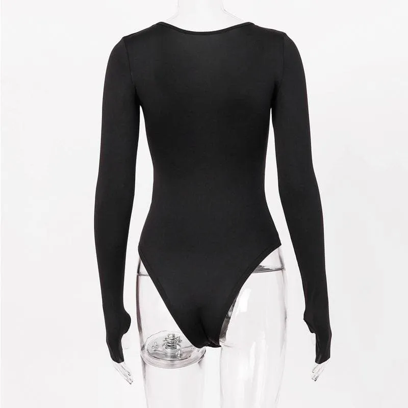 Long sleeve solid u neck bodysuit