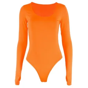 Long sleeve solid u neck bodysuit