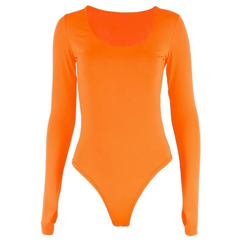 Long sleeve solid u neck bodysuit