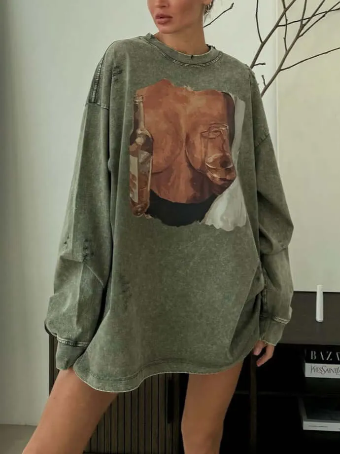 Loose Long-sleeved Pullover Sweatshirt