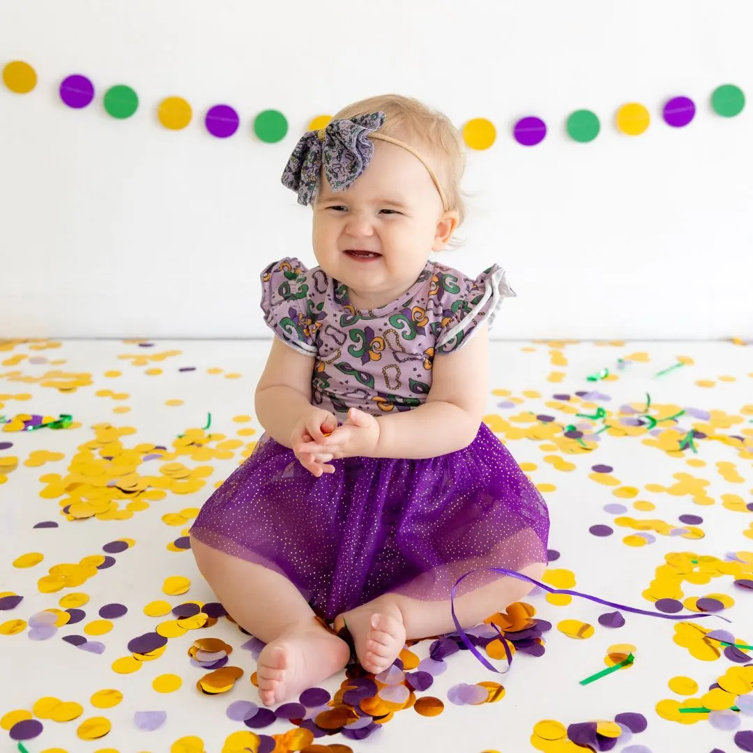 Mardi Gras Short Sleeve Tutu Bodysuit