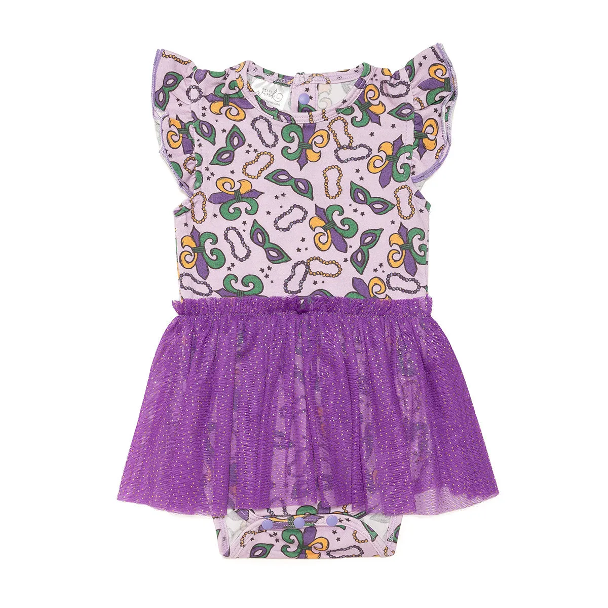 Mardi Gras Short Sleeve Tutu Bodysuit