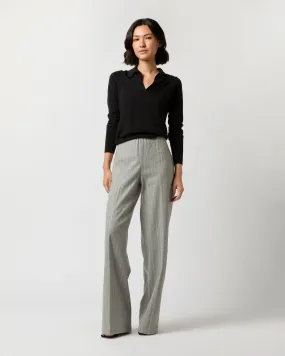 Maura Pull-On Pant in Grey Chalk Stripe Knit