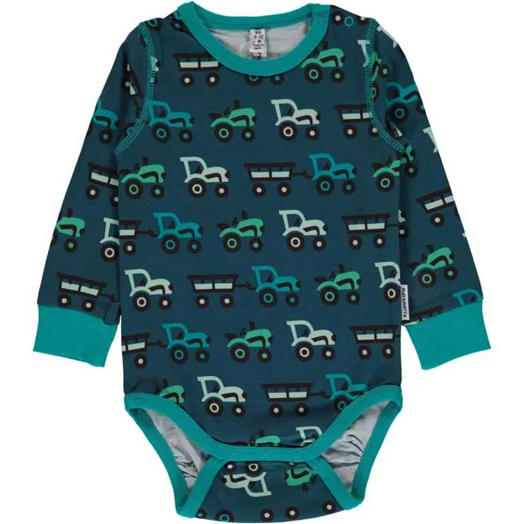 Maxomorra Long Sleeved Bodysuit - Tractor