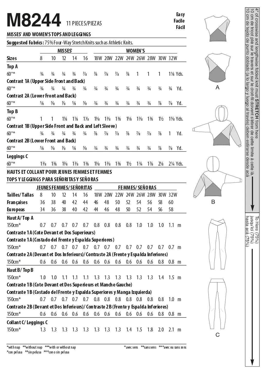 McCall's Pattern 8244 Misses' and Women's Tops and Leggings