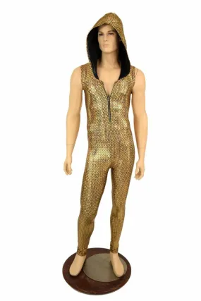 Mens Gold Fish Scale Catsuit