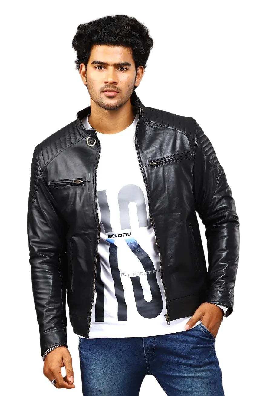 MENS LEATHER JACKET 41006 (BLACK)