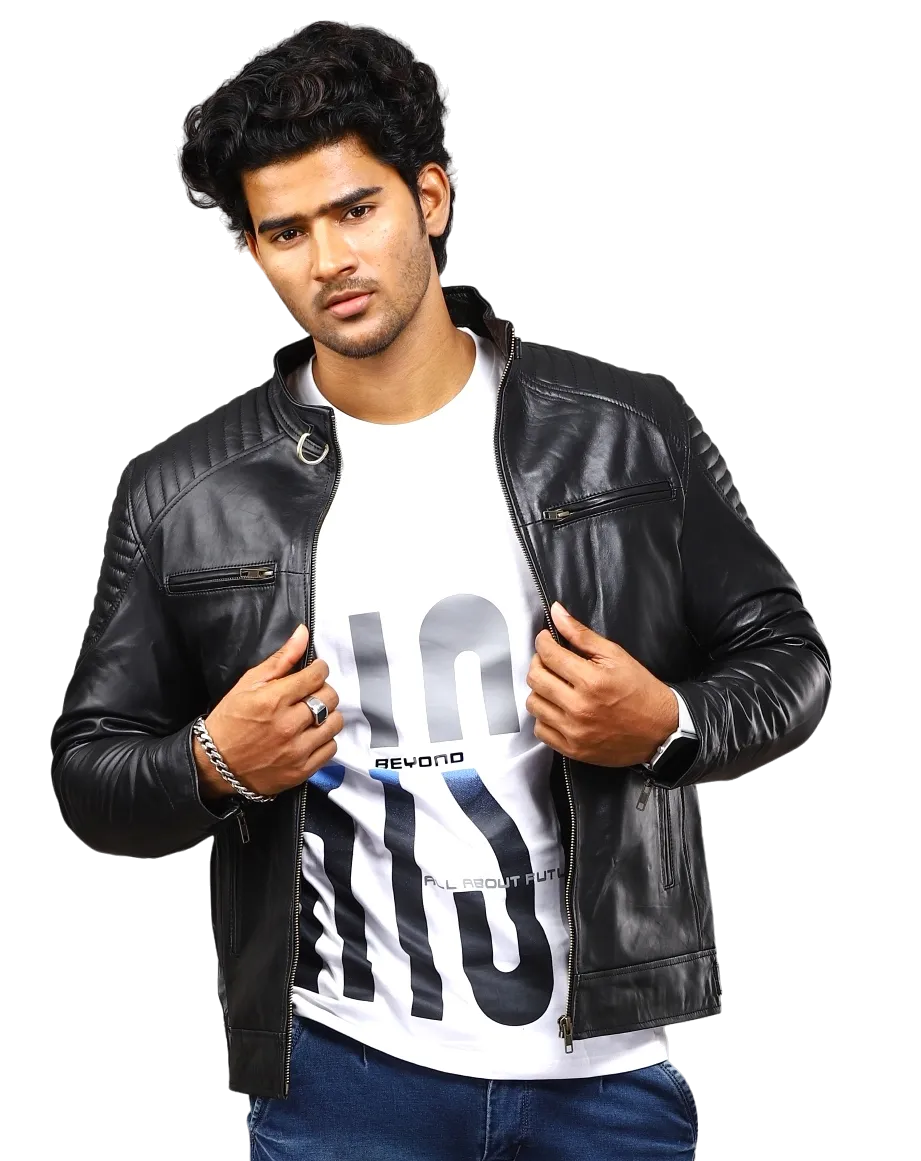 MENS LEATHER JACKET 41006 (BLACK)