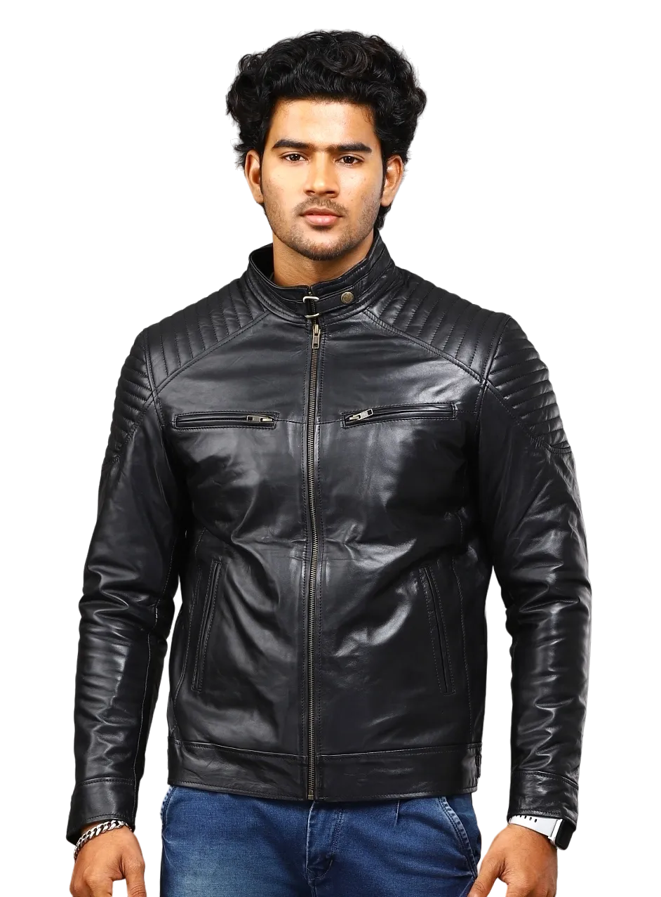 MENS LEATHER JACKET 41006 (BLACK)