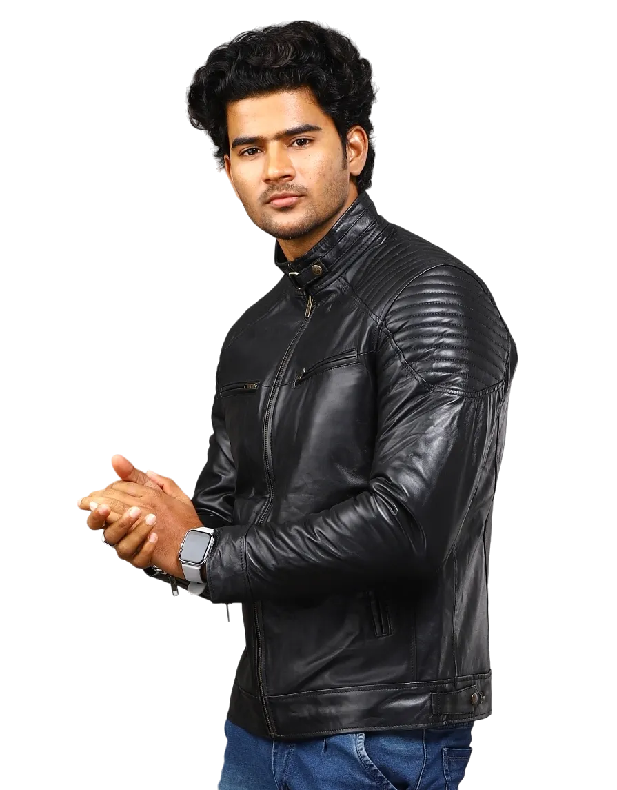 MENS LEATHER JACKET 41006 (BLACK)