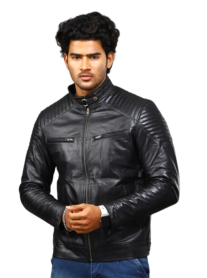 MENS LEATHER JACKET 41006 (BLACK)