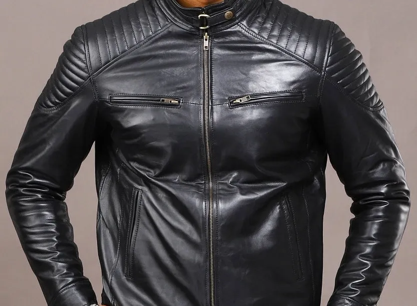 MENS LEATHER JACKET 41006 (BLACK)