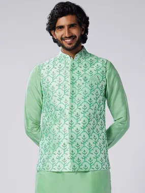 Men's Sea Green Nehru Jacket (Set of 1)