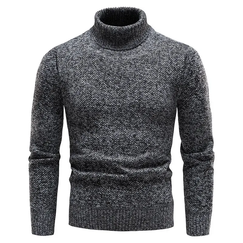 Mens Turtleneck Knitted Pullover Casual Solid Sweater