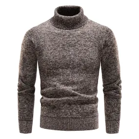 Mens Turtleneck Knitted Pullover Casual Solid Sweater