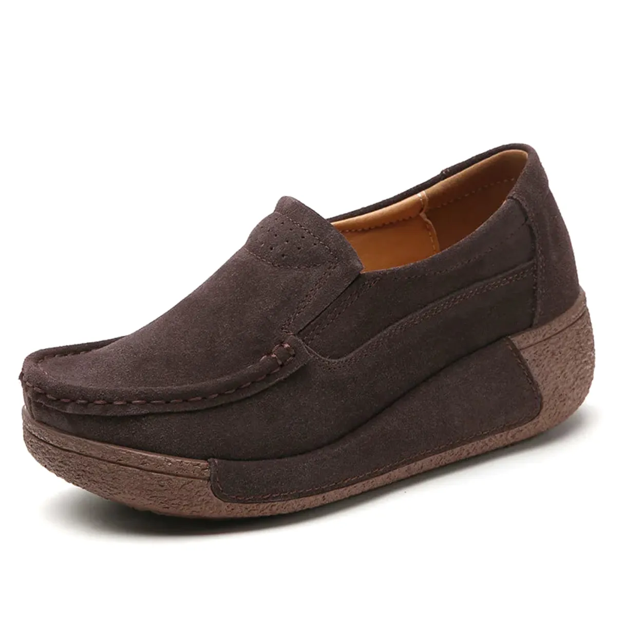 Merendy Udazkena Slip-On Platform Suede Loafers