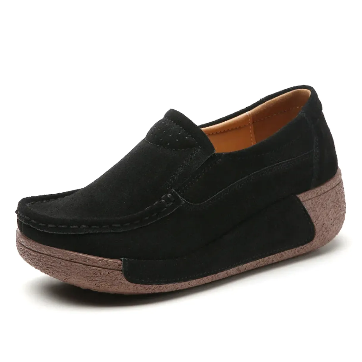 Merendy Udazkena Slip-On Platform Suede Loafers