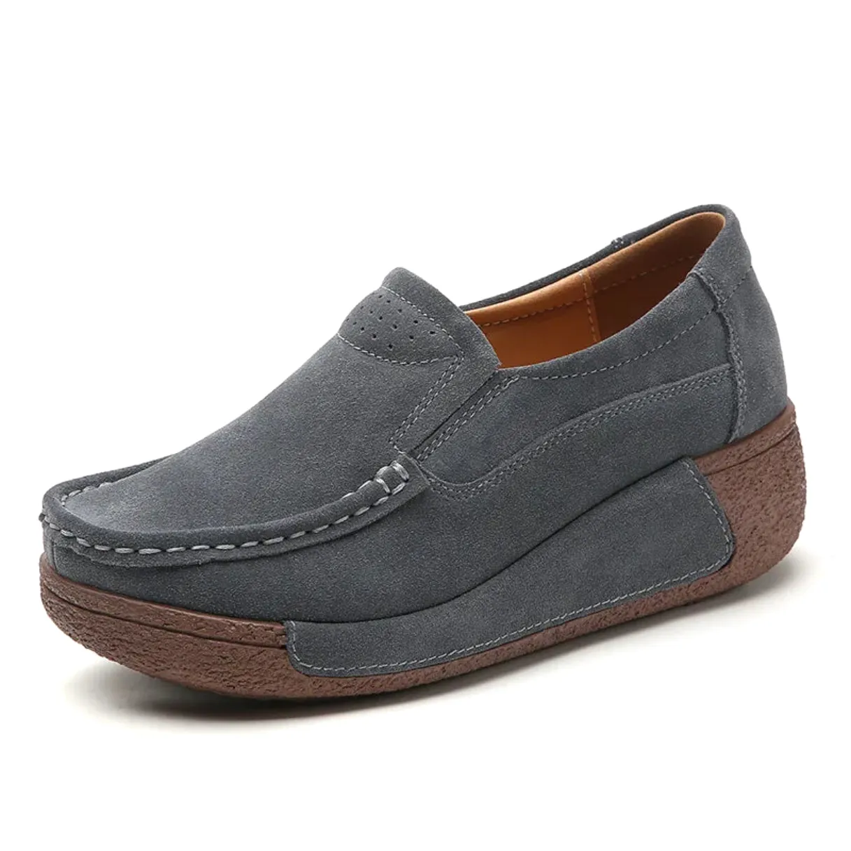 Merendy Udazkena Slip-On Platform Suede Loafers