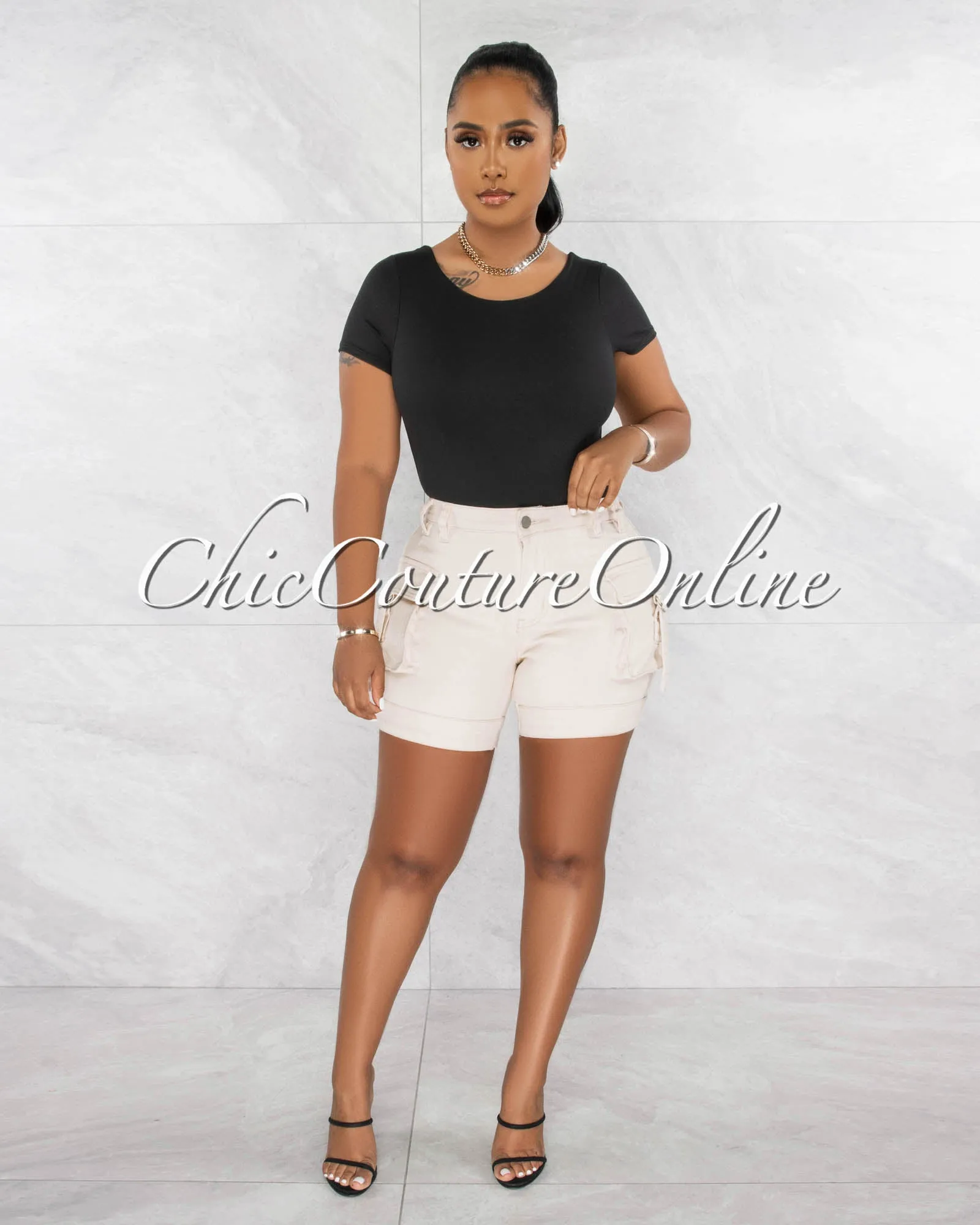 Merla Black Short Sleeves Double Lined Bodysuit