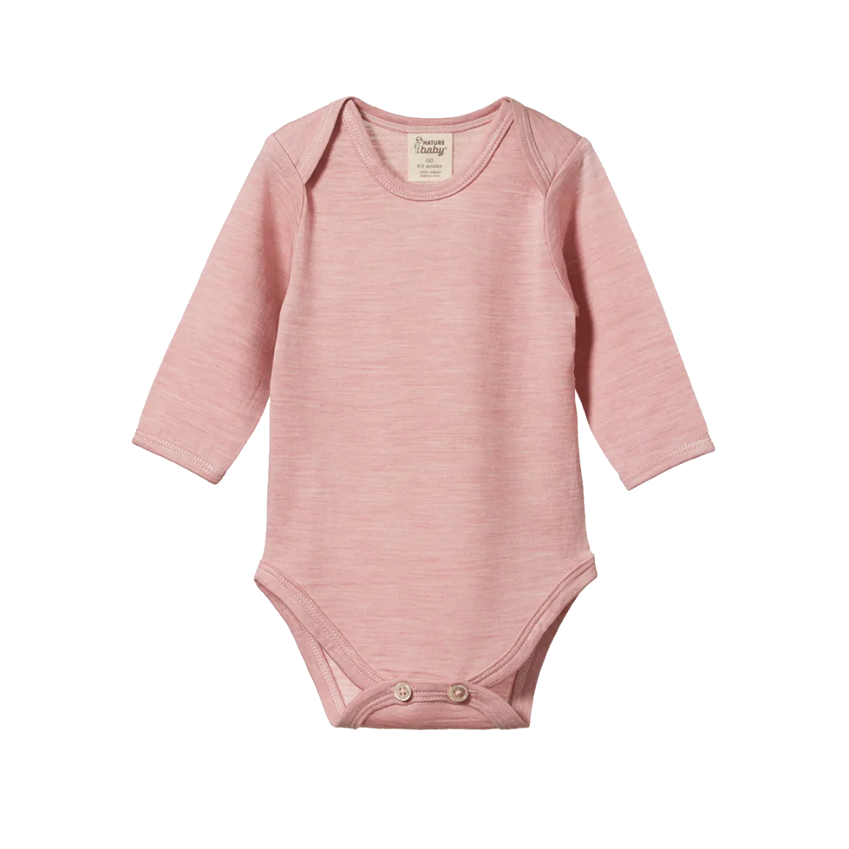 Nature Baby Merino Essentials Long Sleeve Bodysuit Mauve Marl