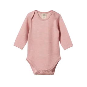 Nature Baby Merino Essentials Long Sleeve Bodysuit Mauve Marl