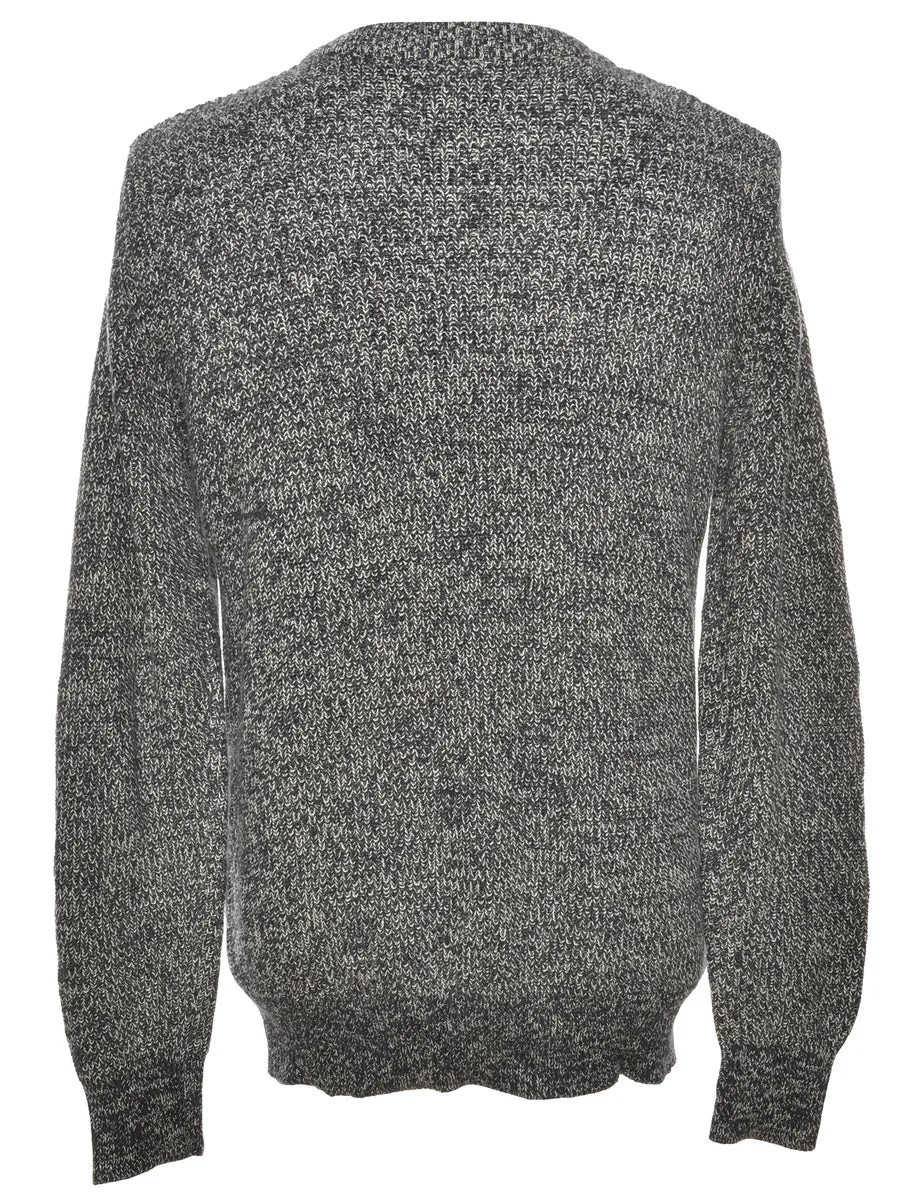 Navy & Grey Knit Jumper - M