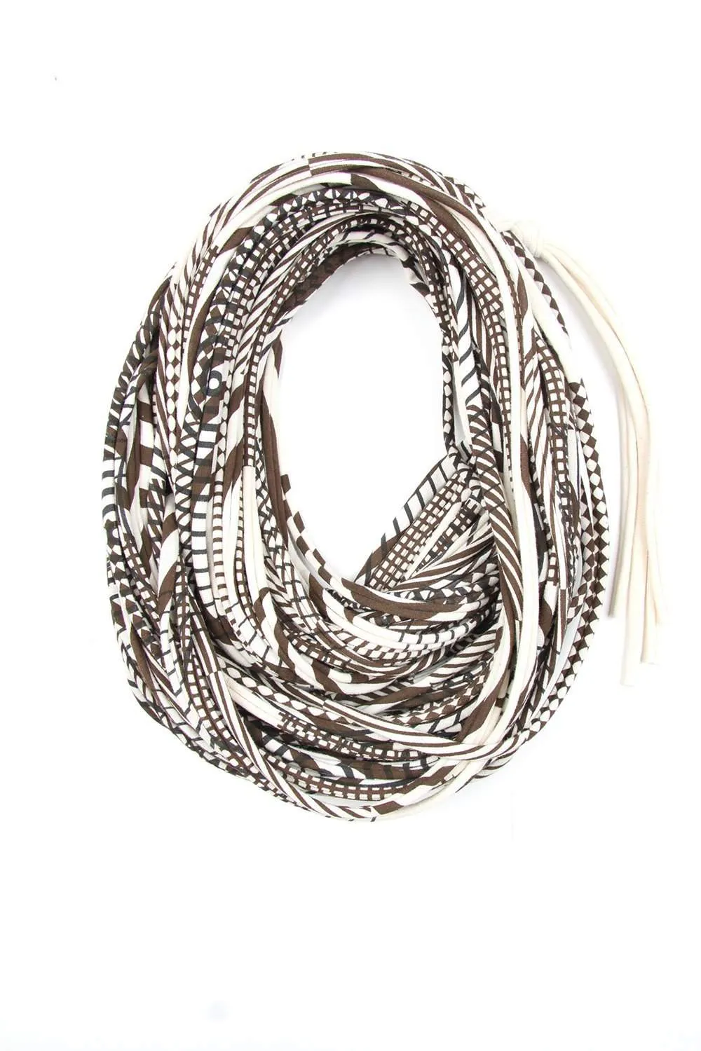 Necklush Cowl Scarf / Cream & Brown / Unisex